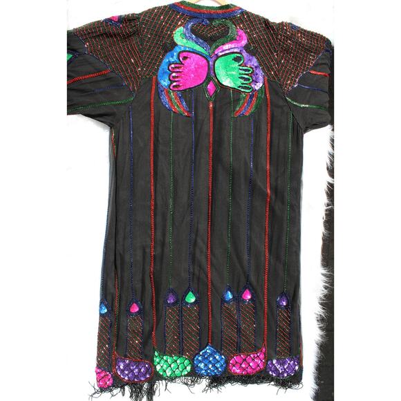 Sparkling Exclusive Vintage Silk Sequin and Beaded Duster Opera Robe Special - Picture 11 of 13